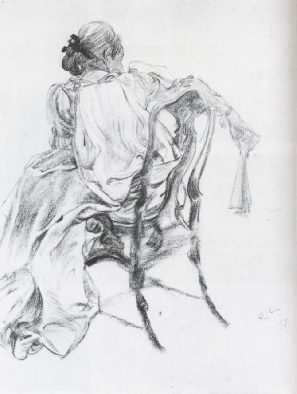 Carl Larsson Rococo Model Charcoal oil painting picture